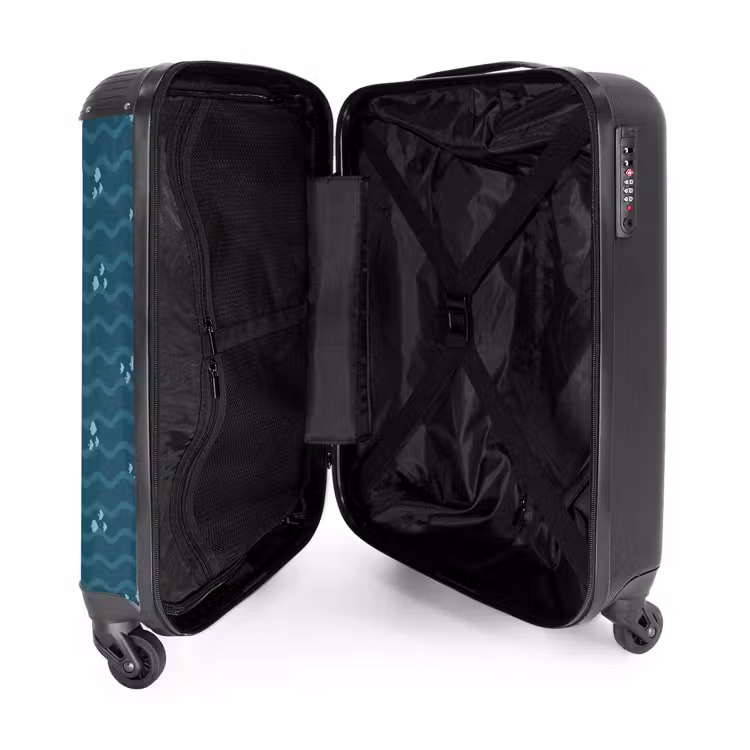 Valise - Mer avec motif de poisson vert bleu — 5