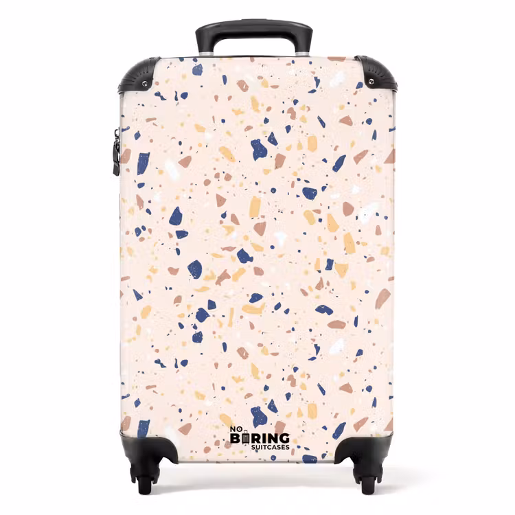 Valise - Motif Terrazzo bleu multicolore — 1