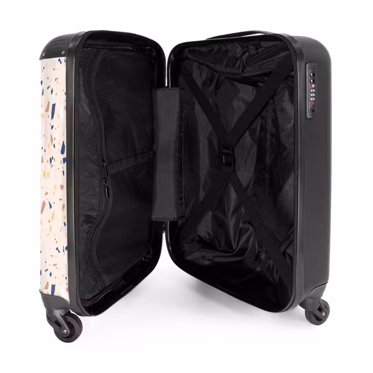 Valise - Motif Terrazzo bleu multicolore — 4