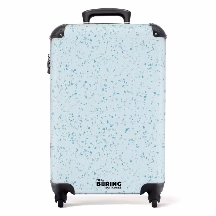 Valise - Motif terrazzo multicolore bleu et vert — 1