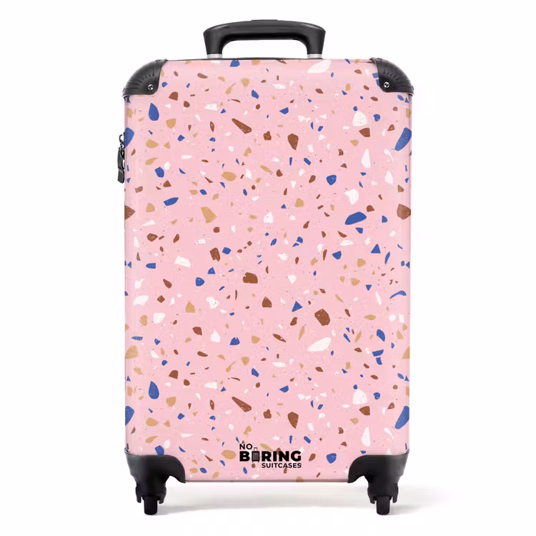 Valise - Motif Terrazzo multicolore rose et bleu — 1