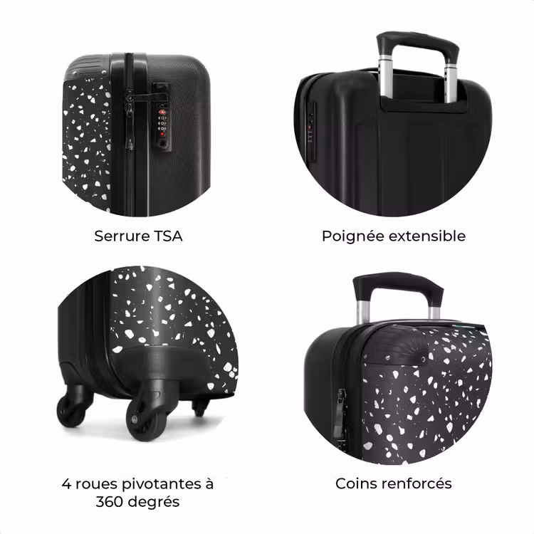 Valise - Motif terrazzo noir et blanc — 7