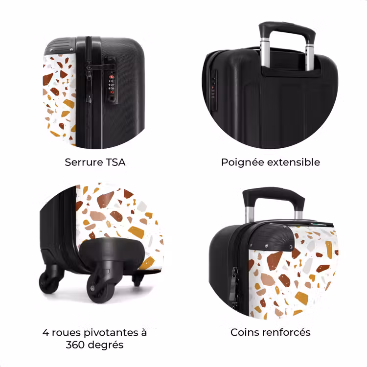 Valise - Motif Terrazzo ocre et rouille multicolore — 7