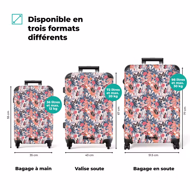 Valise - Papillon tropical rose clair — 3