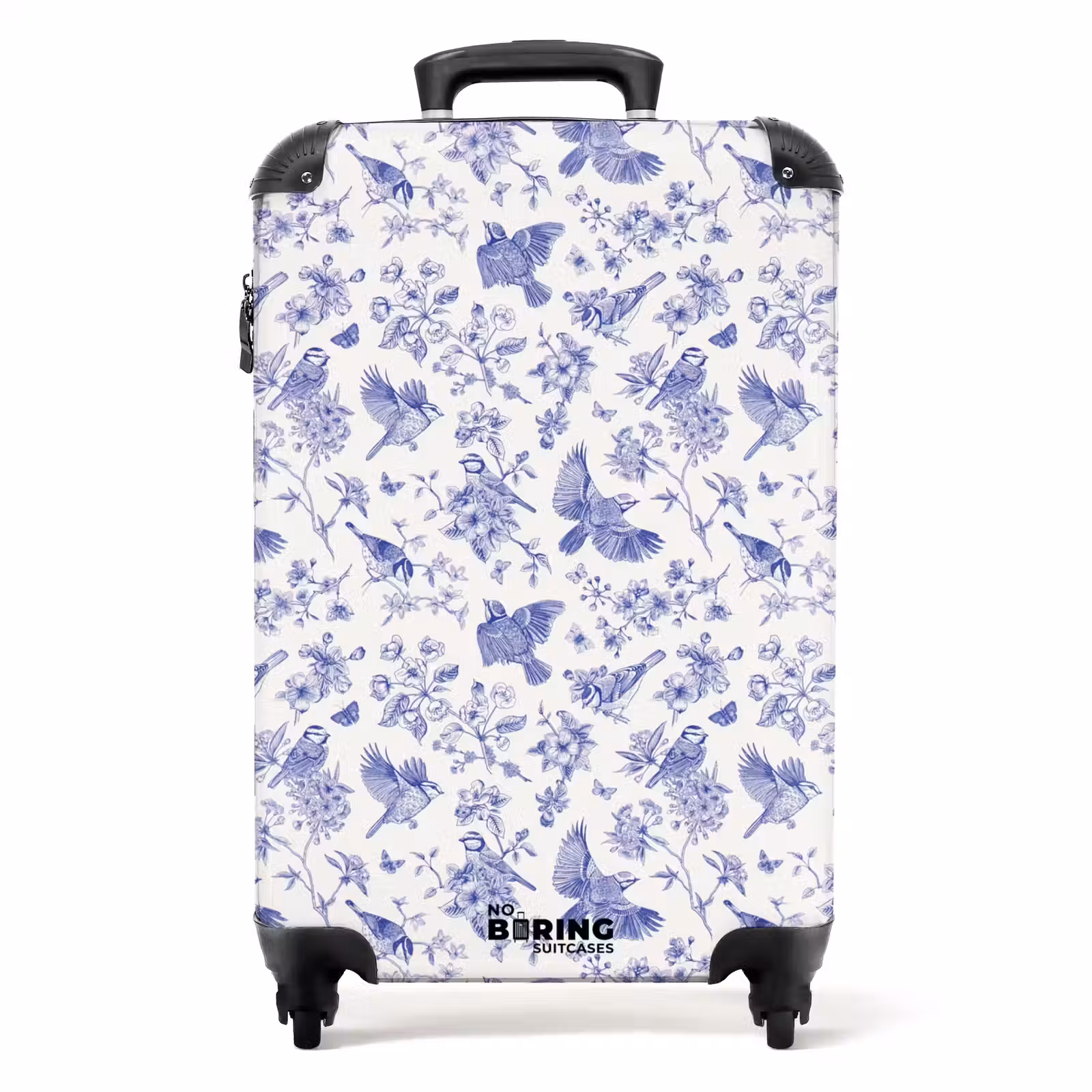 Valise - Motif classique d'oiseaux et de fleurs bleu et blanc — 1