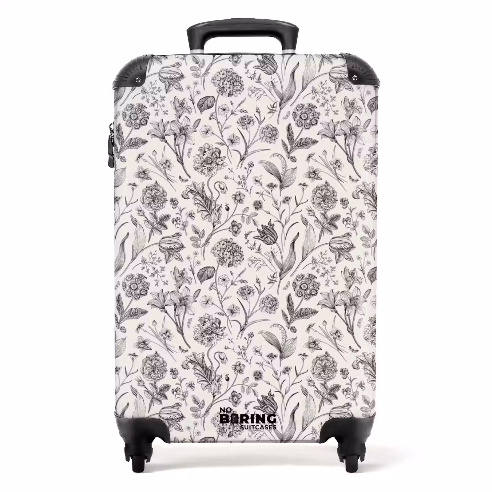 Valise - Motif floral classique noir et blanc — 1