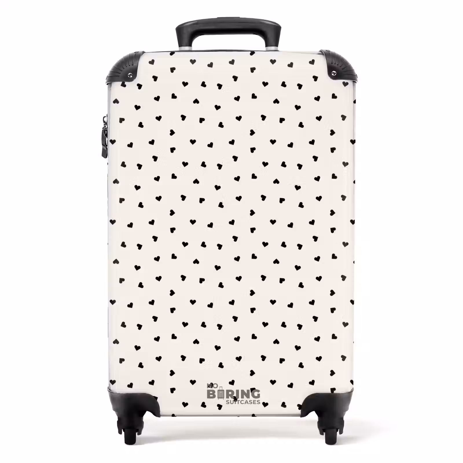 Valise - Valentin - motifs de cœurs éparpillés - noir — 1