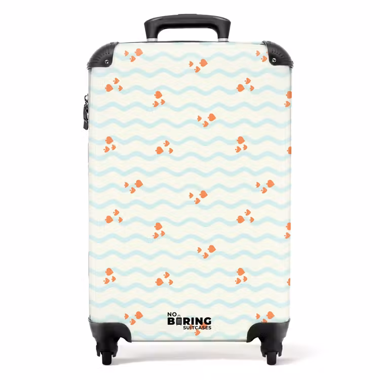 Valise - Mer avec motif de poisson orange bleu — 1