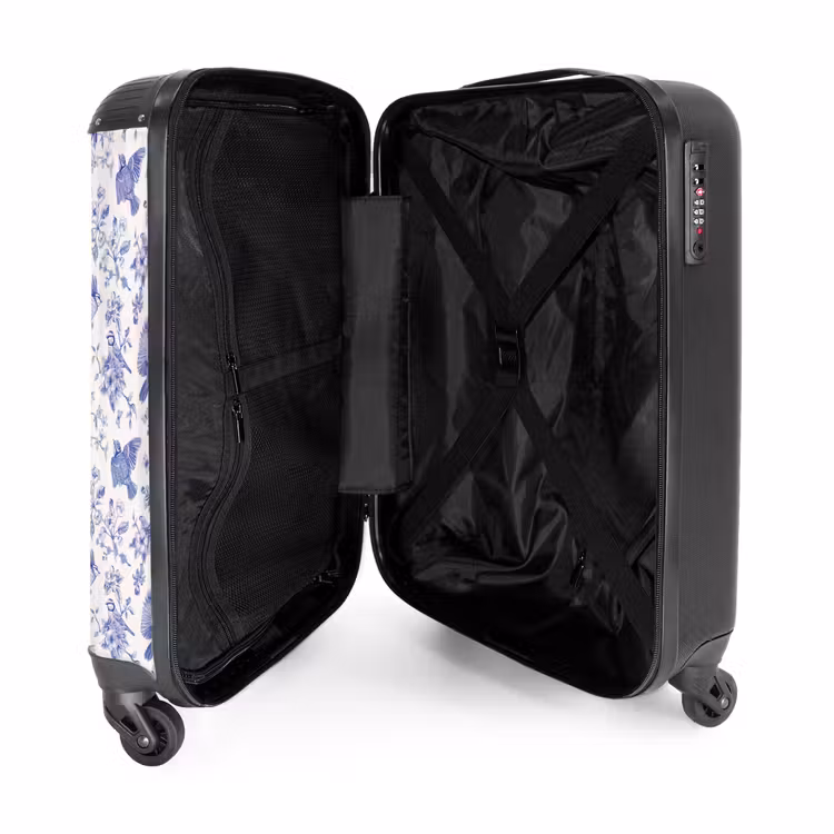 Valise - Motif classique d'oiseaux et de fleurs bleu et blanc — 5
