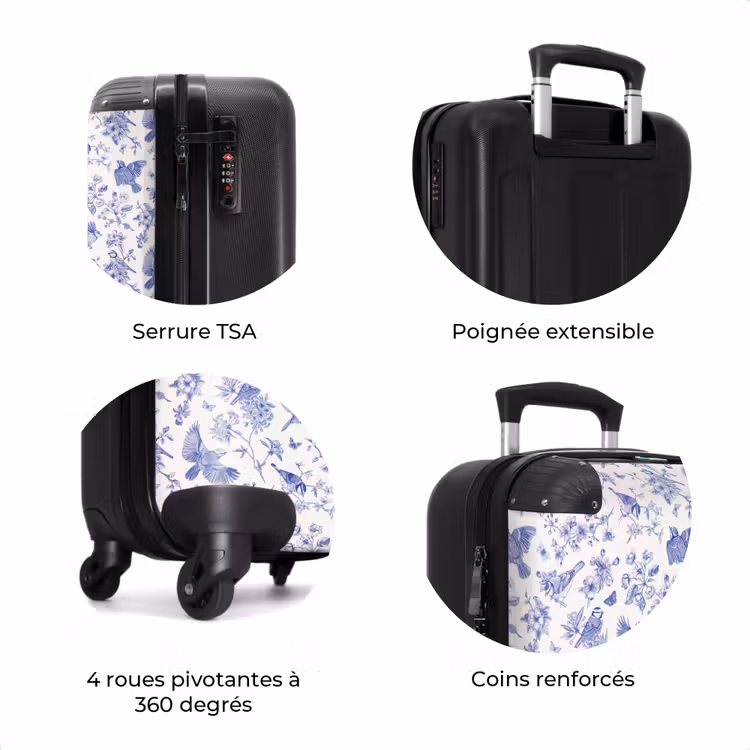 Valise - Motif classique d'oiseaux et de fleurs bleu et blanc — 8