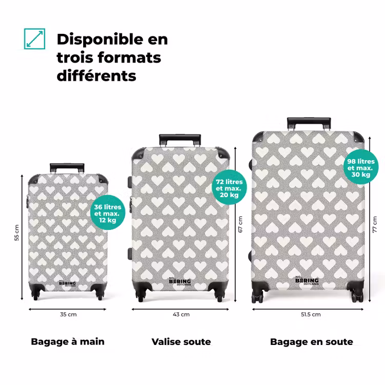 Valise - Motif de points de la Saint-Valentin noir — 3