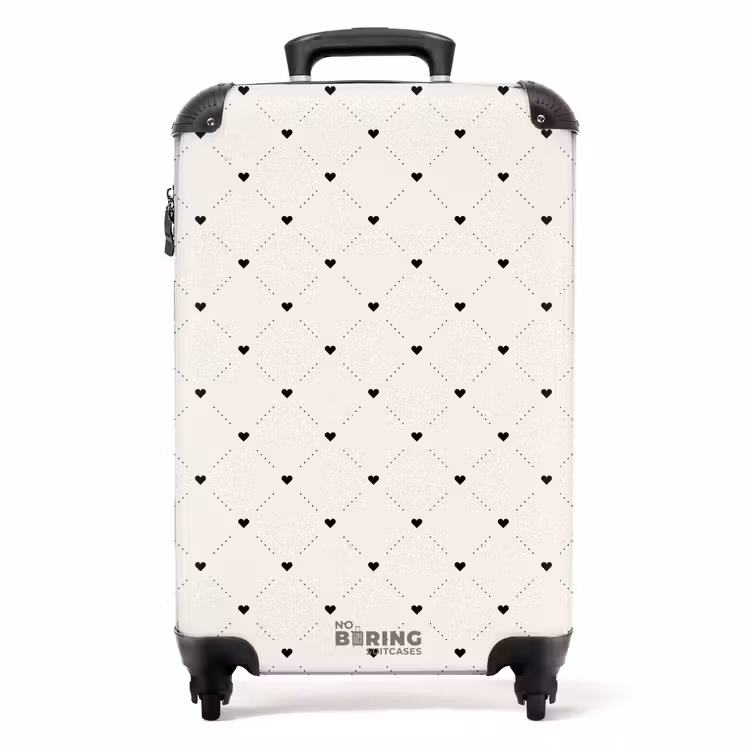 Valise - Motif de points et de cœurs de la Saint-Valentin noir — 1