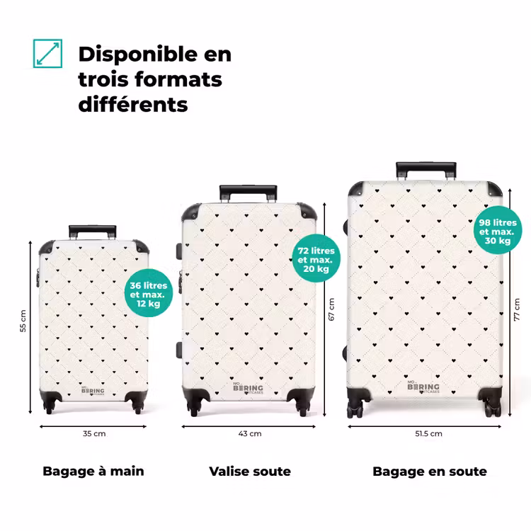 Valise - Motif de points et de cœurs de la Saint-Valentin noir — 3