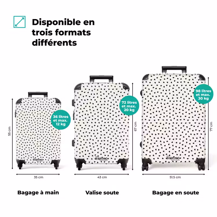 Valise - Motif en forme de cœur de la Saint-Valentin noir — 3