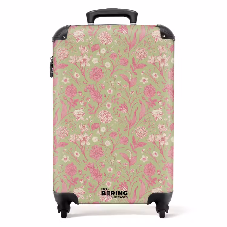 Valise - Motif floral classique rose et vert — 1