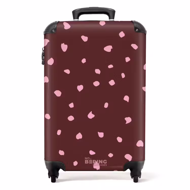Valise - Taches roses sur fond bordeaux — 1