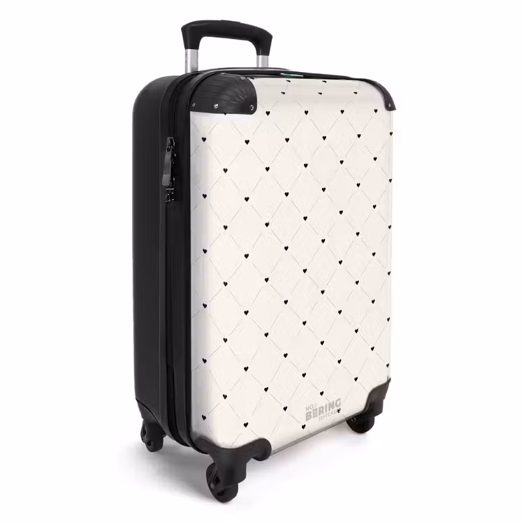 Valise - Valentin cœur motif écossais noir et blanc — 2
