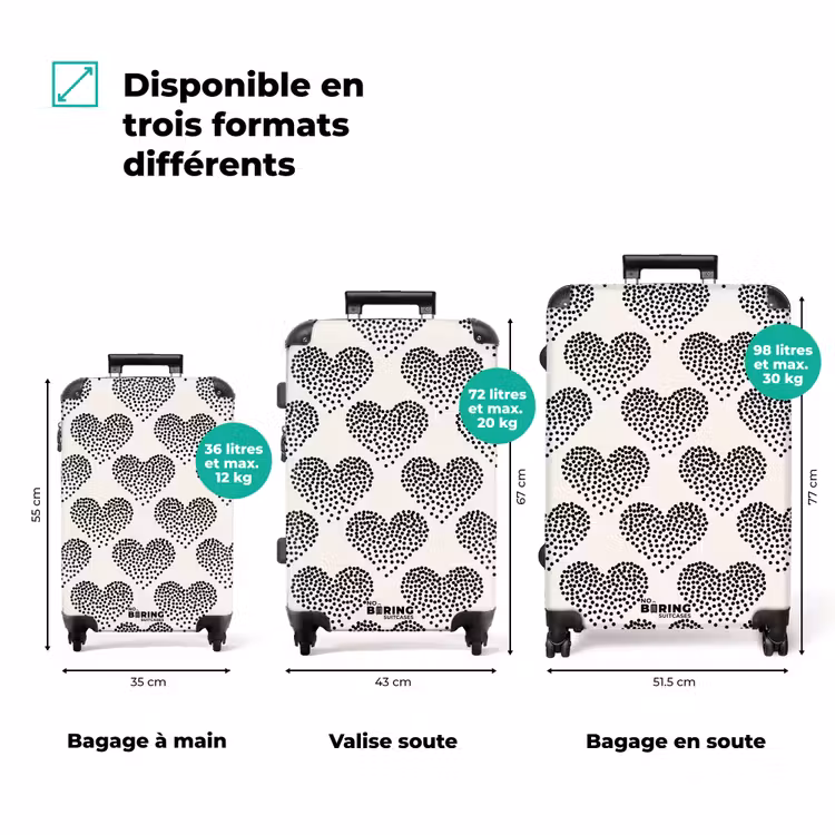 Valise - Valentin dots heart pattern black — 3