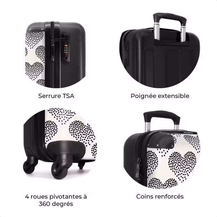 Valise - Valentin dots heart pattern black — 8