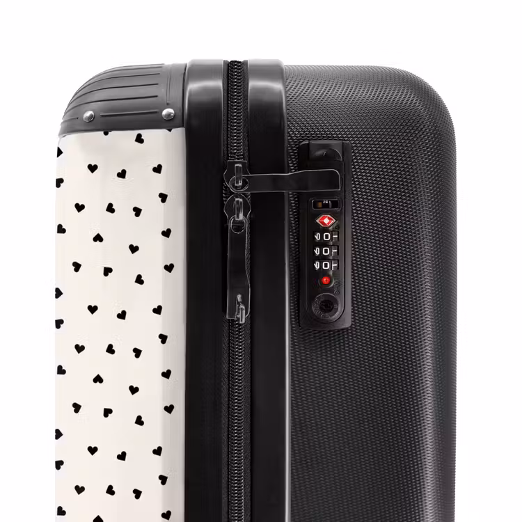 Valise - Valentin - motifs de cœurs éparpillés - noir — 6