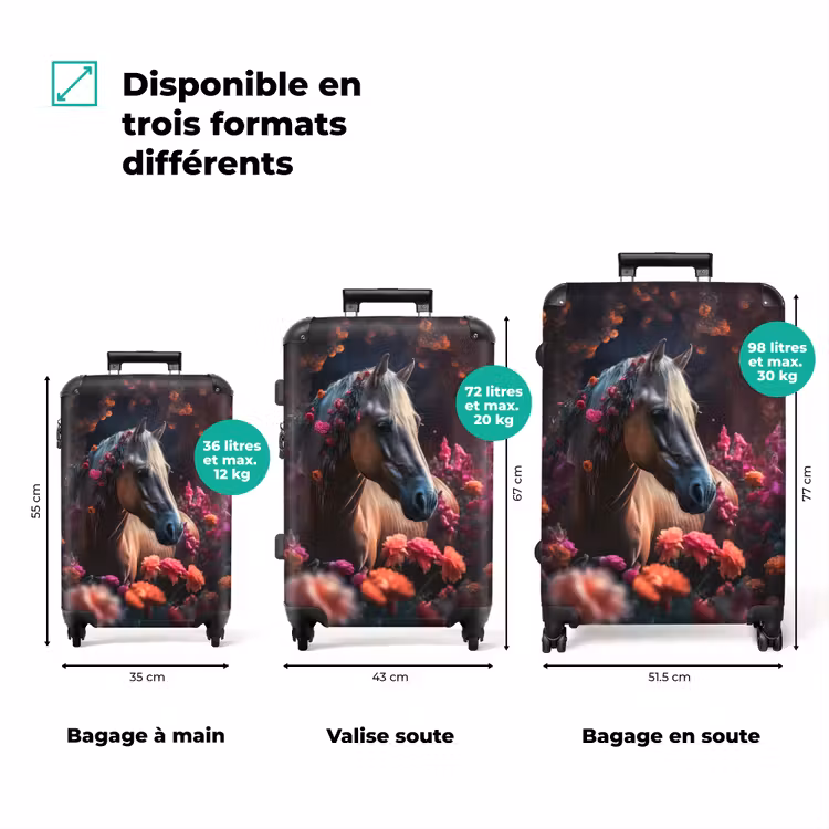 Valise - Valise - Cheval - Fleurs - Violet - Orange - Animaux — 3