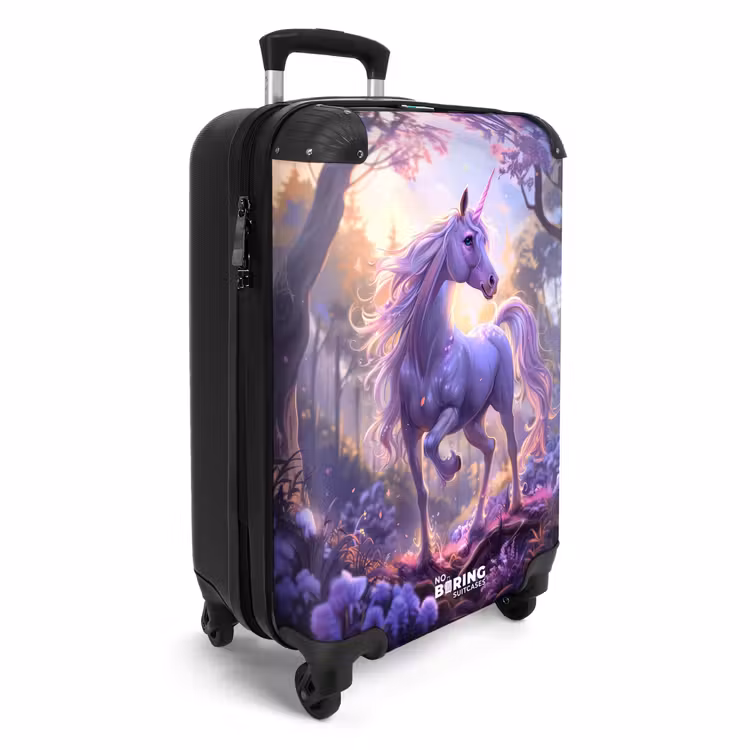 Valise - Portrait d'une licorne parmi des fleurs violettes — 2