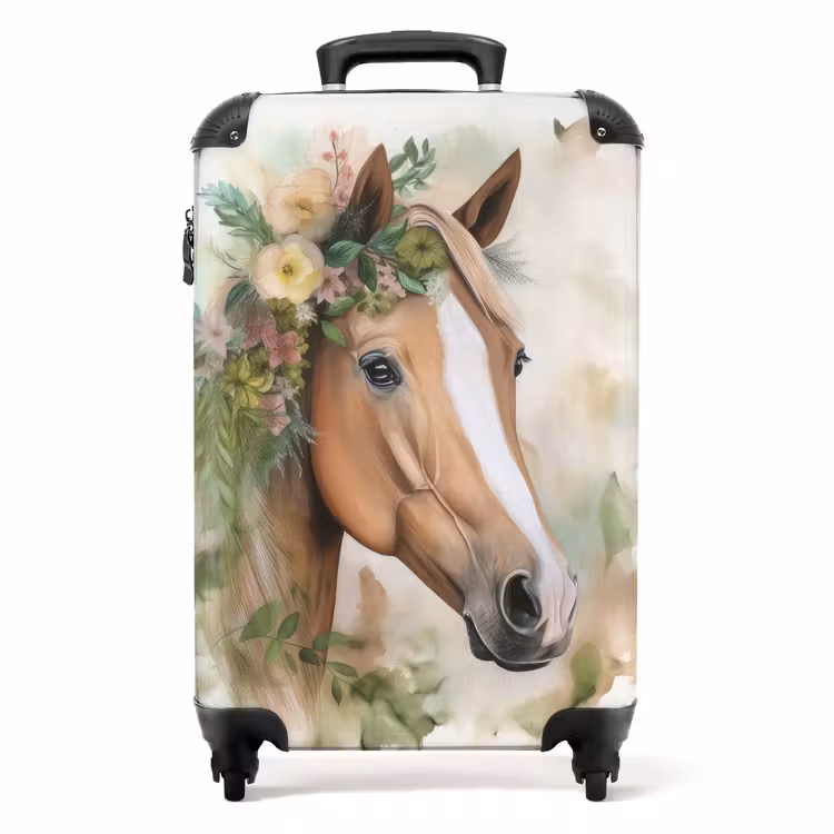 Valise - Valise - Cheval - Fleurs - Nature - Aquarelle - Animaux — 1