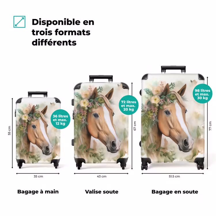 Valise - Valise - Cheval - Fleurs - Nature - Aquarelle - Animaux — 3