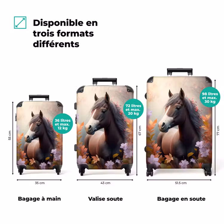 Valise - Valise - Cheval - Fleurs - Nature - Violet - Animaux — 3