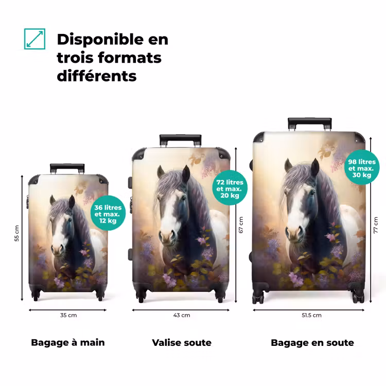 Valise - Valise - Cheval - Nature - Animaux - Fleurs - Violet — 3
