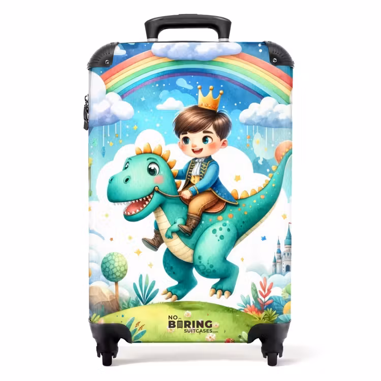 Valise - Prince avec couronne sur un dino vert — 1