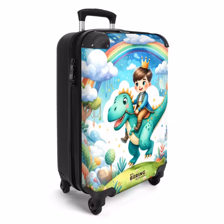 Valise - Prince avec couronne sur un dino vert — 2