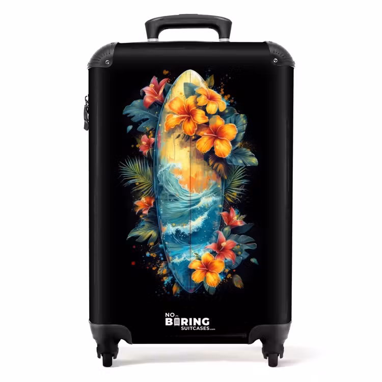 Valise - Planche de surf entourée de fleurs — 1