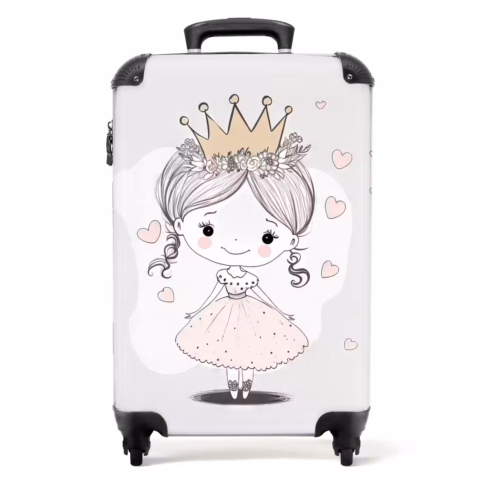 Valise - Princesse avec couronne et cœurs roses — 1