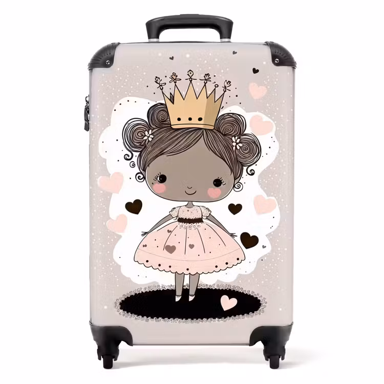 Valise - Princesse sur fond coloré avec des cœurs roses et noirs — 1