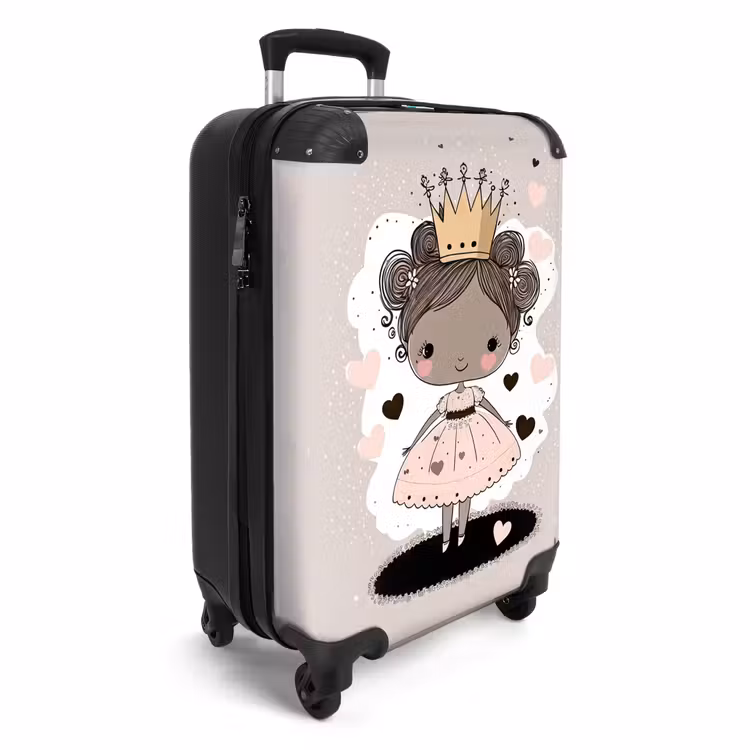 Valise - Princesse sur fond coloré avec des cœurs roses et noirs — 2