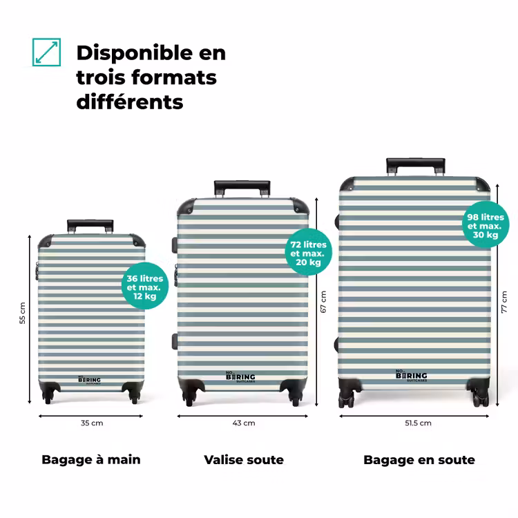 Valise - Rayures - Moderne - Bleu — 3