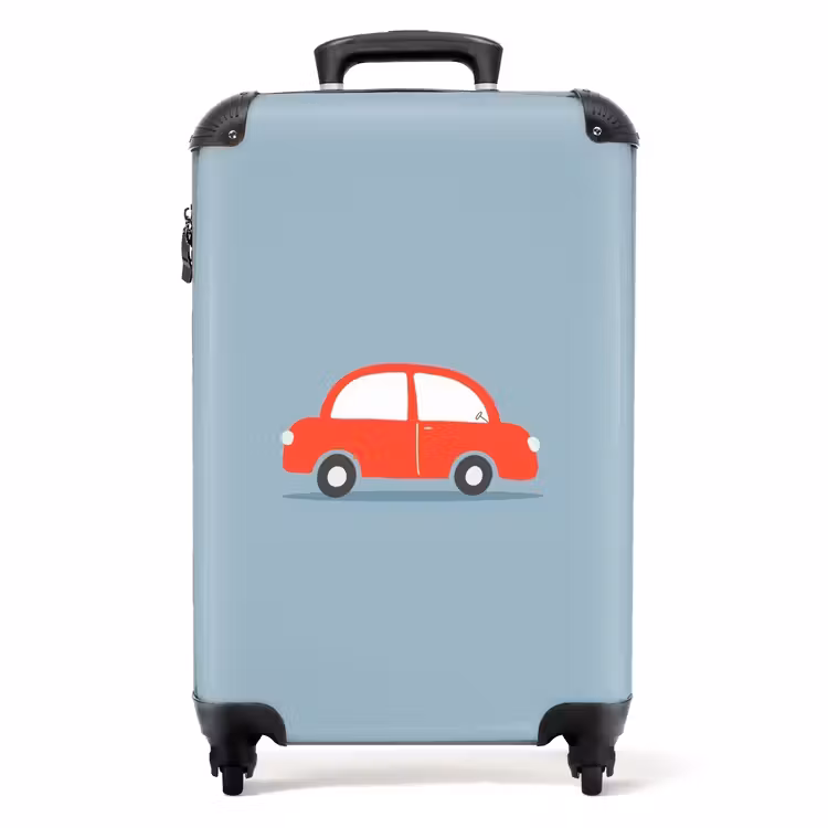 Valise -  Voiture rouge fond bleu — 1