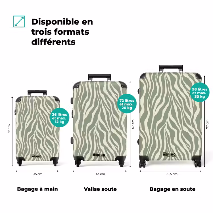 Valise - Zèbre - Motif - Vert — 3