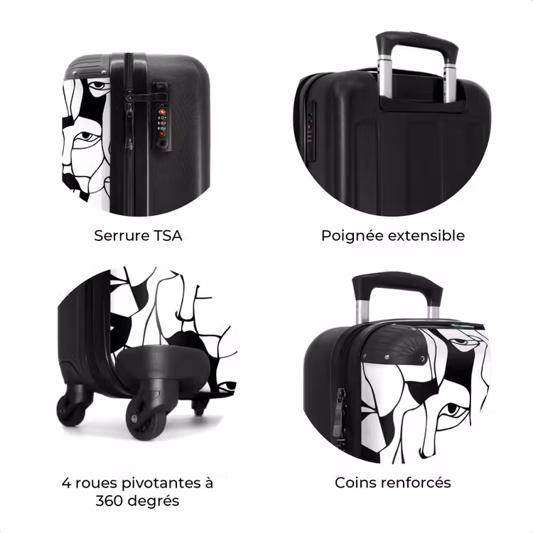 Valise - Lignes - Visages - Noir - Blanc — 8