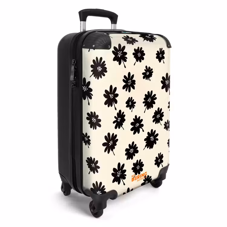 Valise - Marguerites - Graphique - Noir - Beige — 2