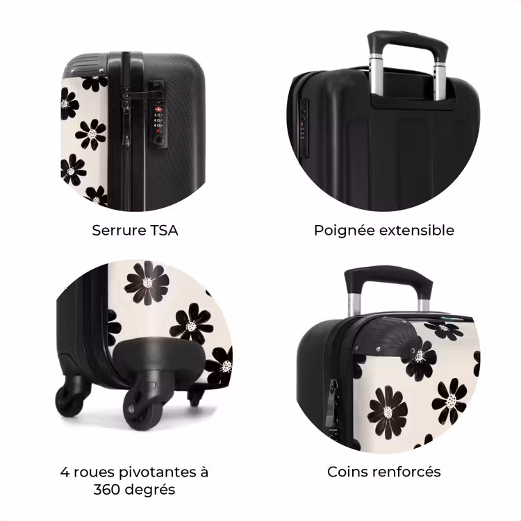 Valise - Marguerites - Graphique - Noir - Beige — 8