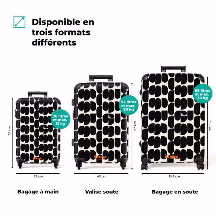 Valise - Moderne - Motif - Noir — 3