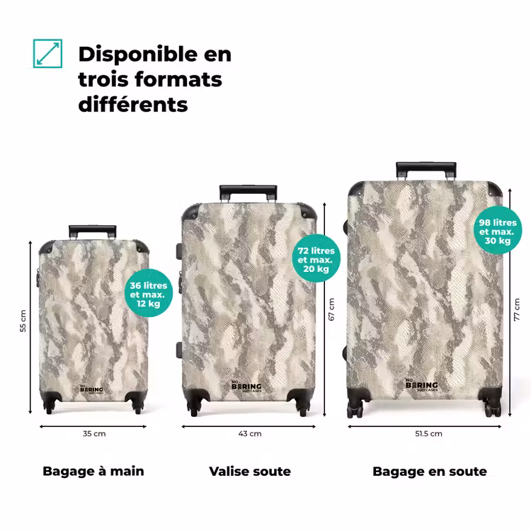 Valise - Serpent - Motif - Taupe — 3