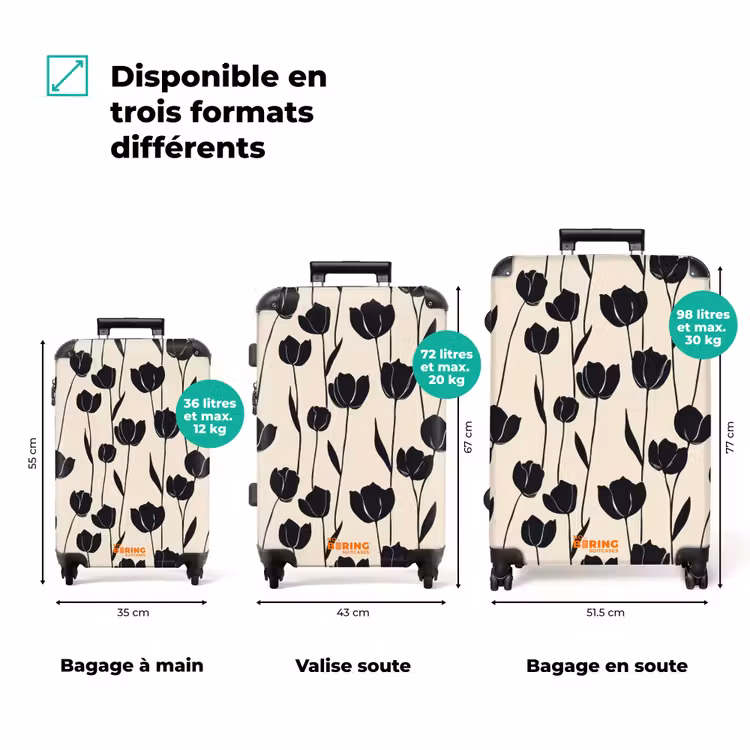 Valise - Tulipes - Motif - Noir — 3