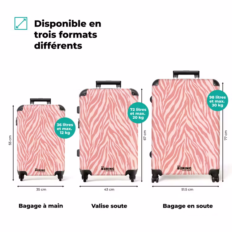 Valise - Zebra - Imprimé - Rose — 3