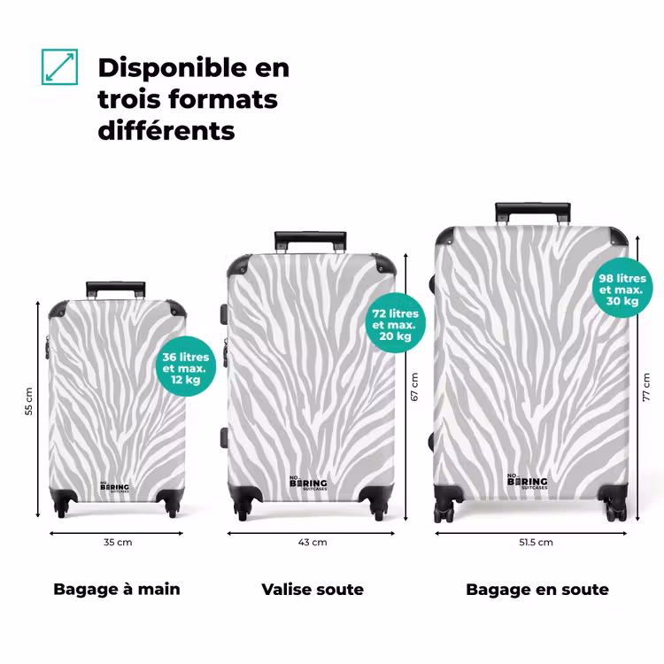 Valise - Zebra - Motif - Gris — 3