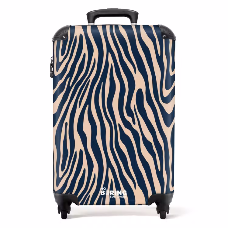 Valise - Zèbre - Motif - Bleu - Beige — 1