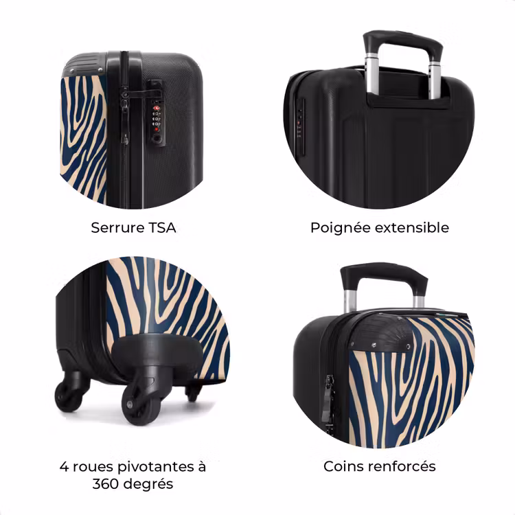 Valise - Zèbre - Motif - Bleu - Beige — 8