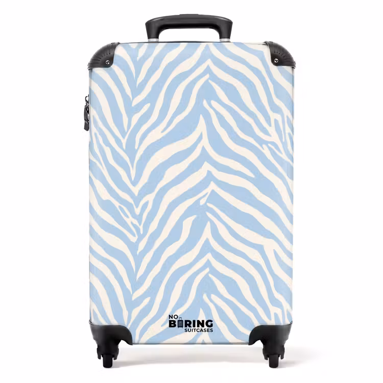 Valise - Zèbre - Motif - Bleu - Blanc — 1